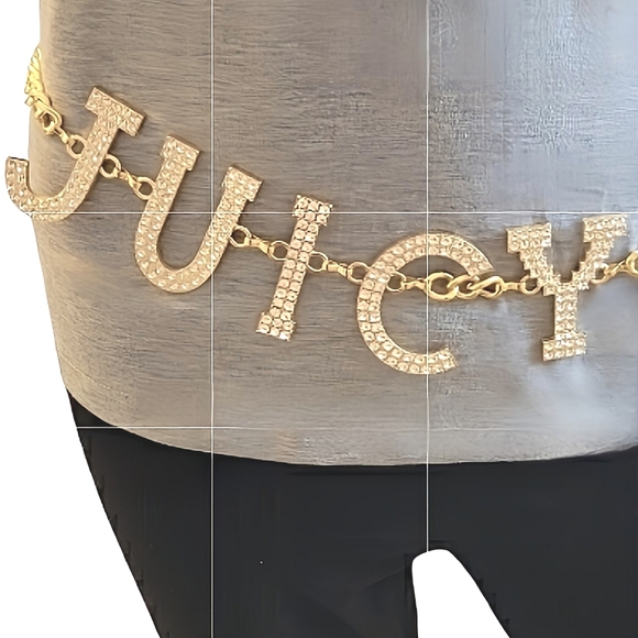 Juicy Couture Accessories - JUICY COUTURE | JC Logo | Goldtone Crystal Bling | Chain Belt | Size S/M | NWT